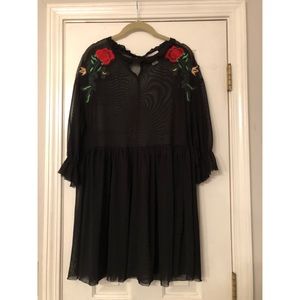 Sheer black embroidered dress